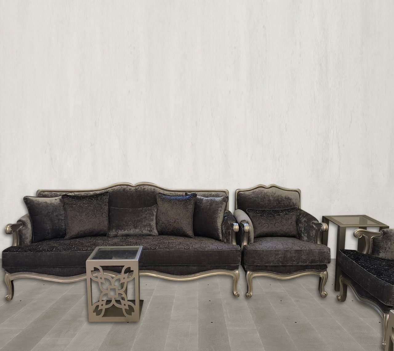 SHANAB Sofa Set Cloth Material 3+3+3+1+1 With Tea Tables 