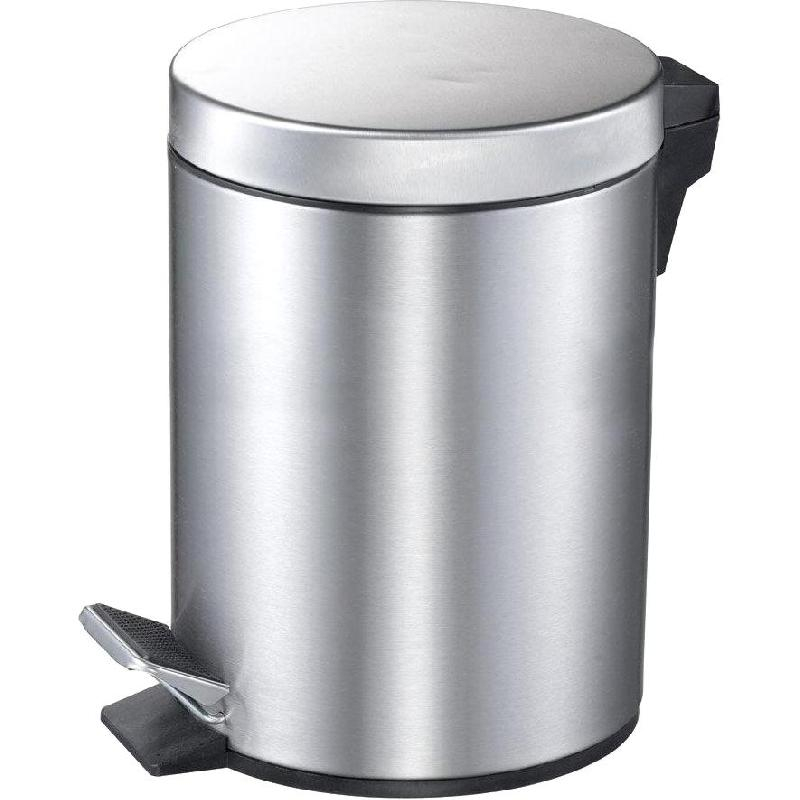 Waste Bin with Step-on Cover 16L Stainless Steel Silver Color  