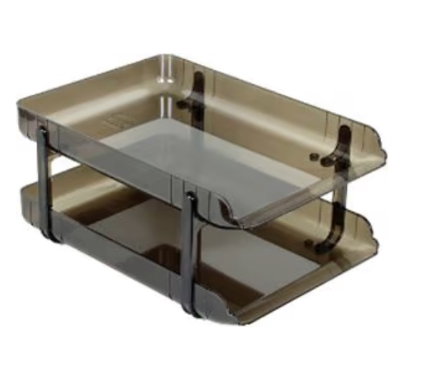 Elsoon Document Tray 2 Layer Clear Brown Color 