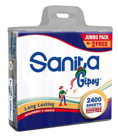 Sanita Tissue Gipsy 2400 Sheet PK 6+2pcs  