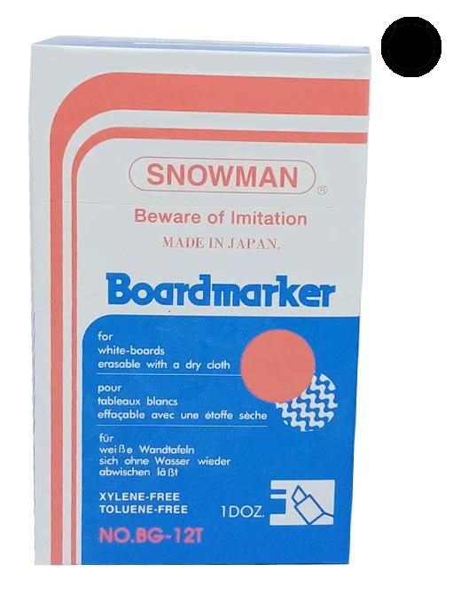 Snowman Board Marker Chisel Black PK 12pcs  