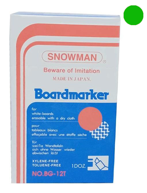 Snowman Board Marker Chisel Green PK 12pcs  