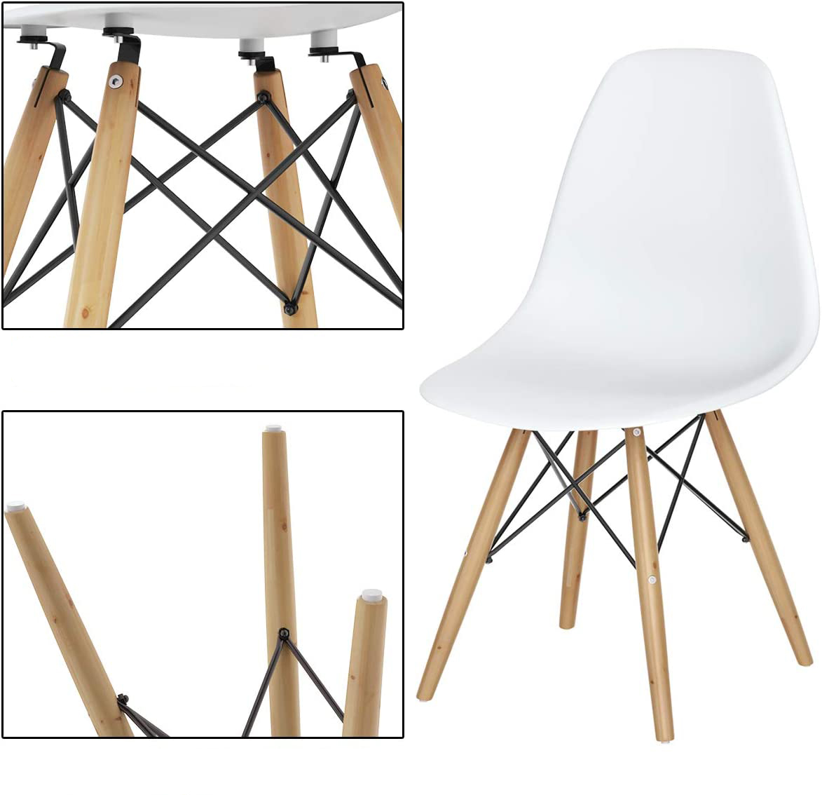 Dining Chair White With Wood Legs  