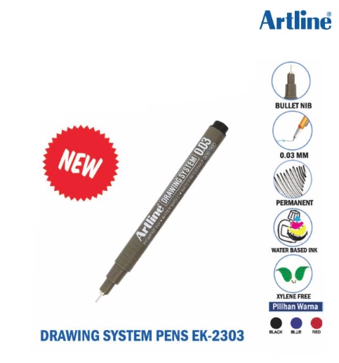 Artline Geometric Drawing and Marking Pen Black 0.03mm Pk 12pcs  