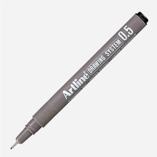 Artline Geometric Drawing and Marking Pen Black 0.5mm Pk 12pcs  