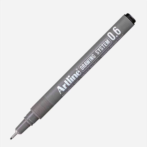 Artline Geometric Drawing and Marking Pen Black 0.6mm Pk 12pcs  