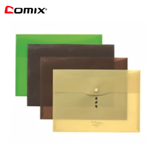 Comix Transparent Folder Colored With Button A4 PK 12pcs  