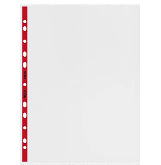 Rexel Punch Sheet Protector A4 With Red Side PK 100 Sheet 