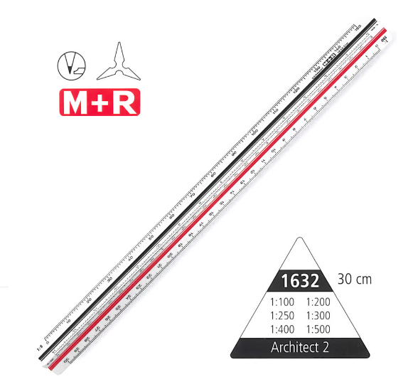 M+R Scale Ruler 30cm Model 1632 Architect 2  