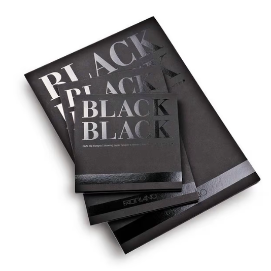 Fabriano Drawing Book Black Paper Cardboard 300gr 20 Sheet A4  