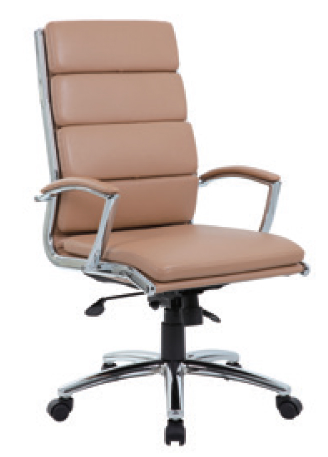 Modern Chair High Back Leather Seat With Chrom Base 