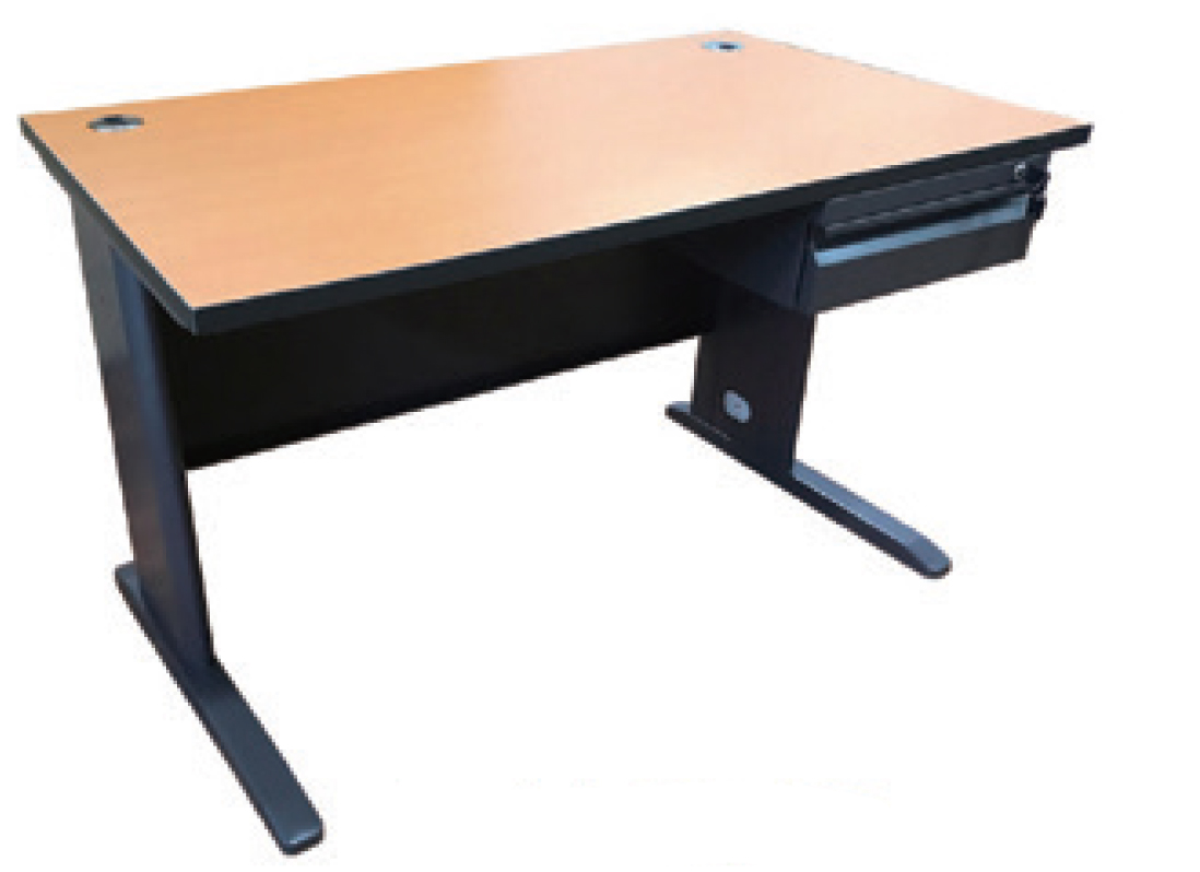 Office Desk Wooden Top & 1 Fixed Drawer With Metal Legs Size 120cm  