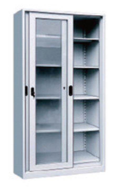 Metal Cabinet 2 Glass Sliding Doors Size 180x90x40cm 