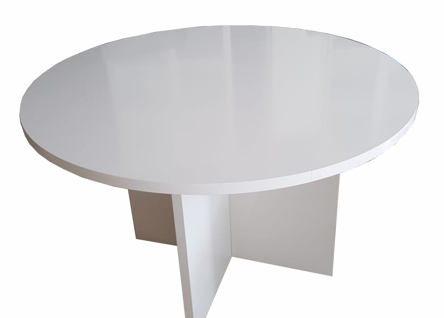 Meeting Round Table 120cm White Color  With Wood Base 