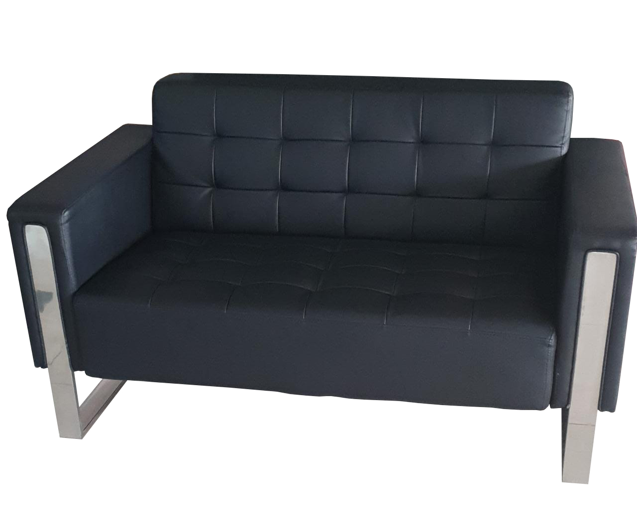 Sofa Leather With Chrom 2 Seater Black Color  