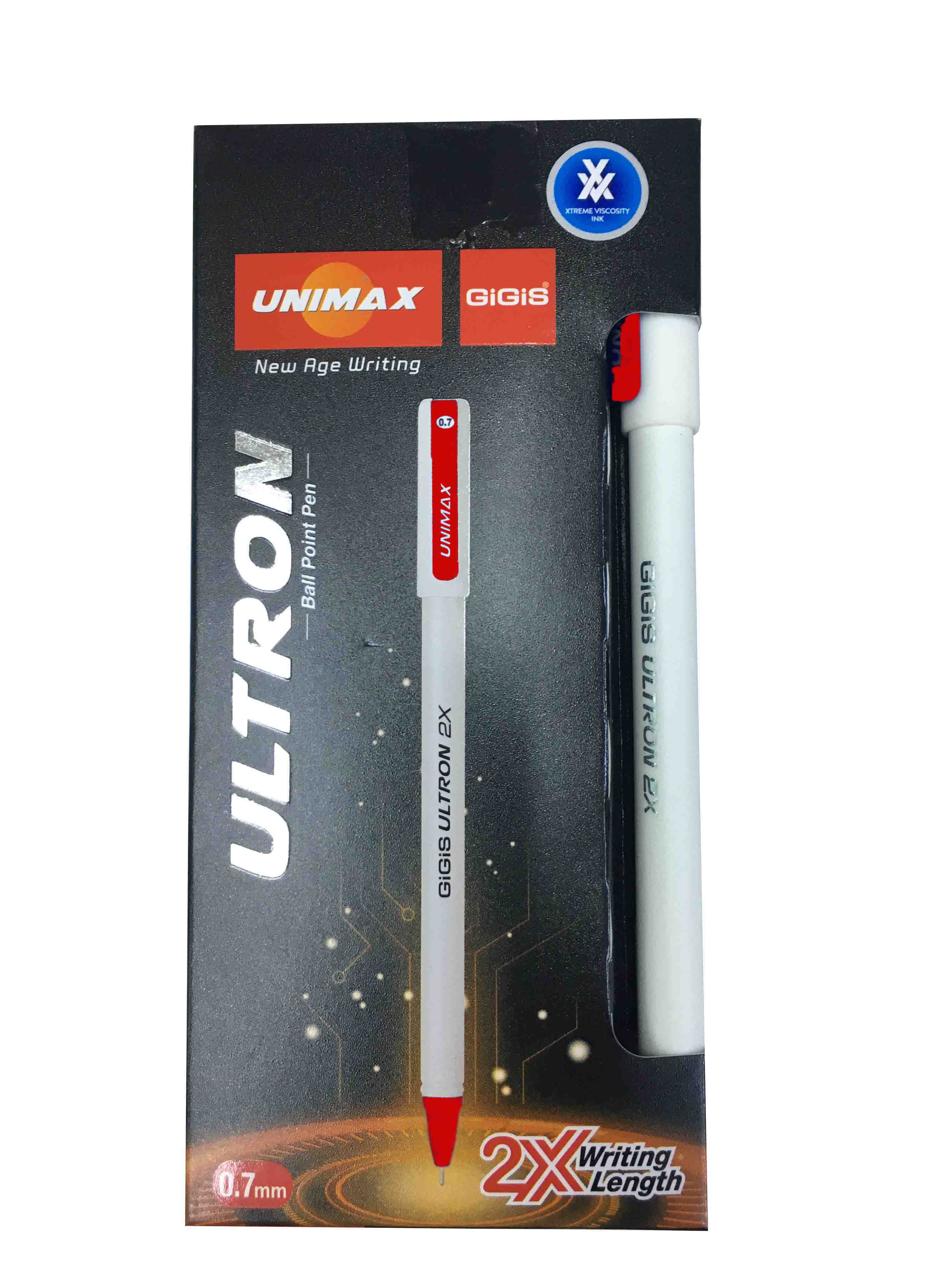 Unimax Pen Gigis Ultron 2x Red 0.7mm PK 12pcs  