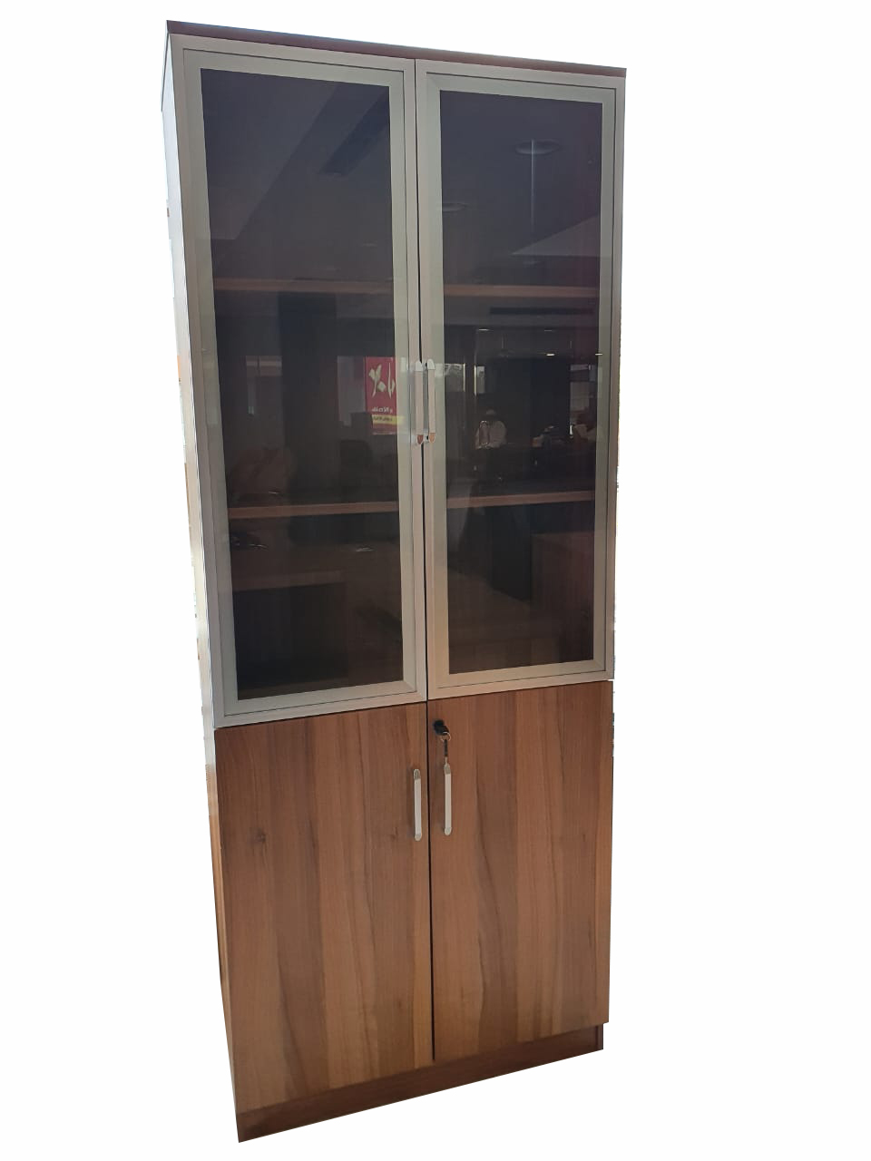 Wooden Cabinet 2 Doors Half Wood & Half Glass Size 180xm Milas Color 