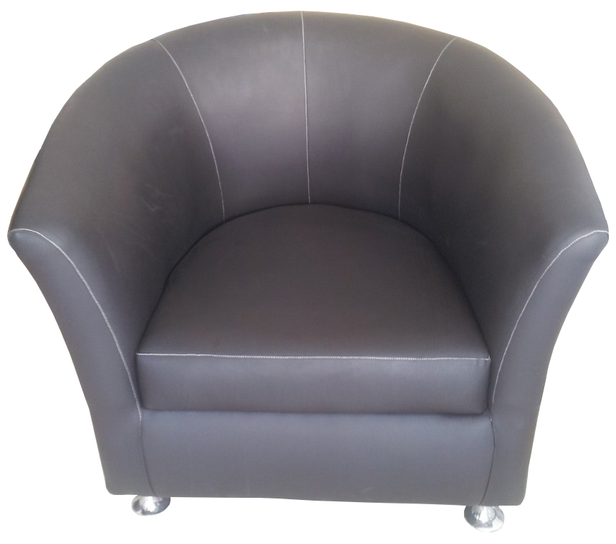 Sofa 1 Seater Leather Chrome Legs Black Color  