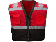 Safety Vest With Pockets Red & Black Color  