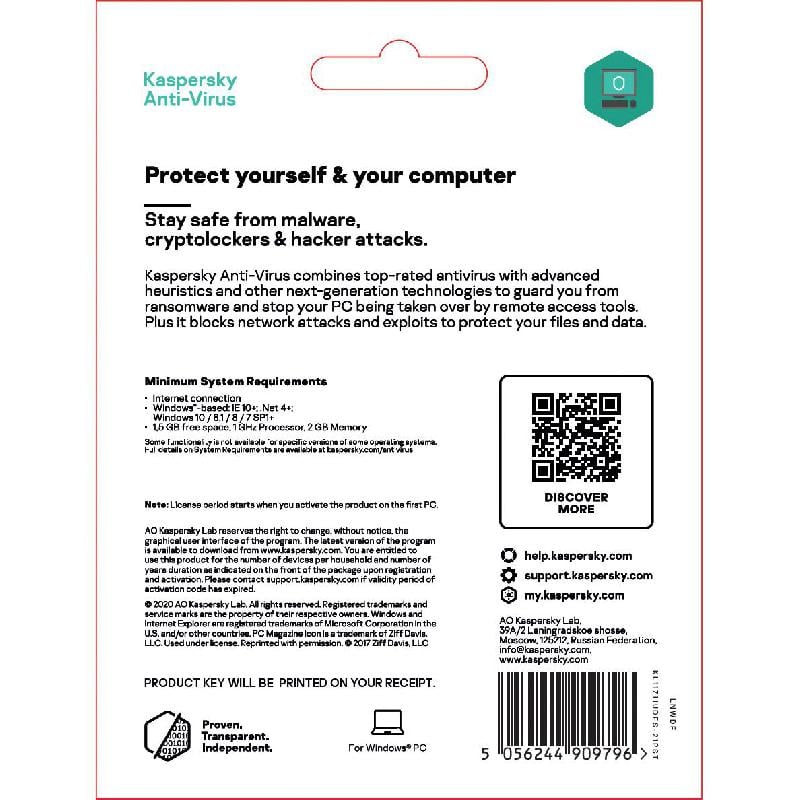 Kaspersky Anti-Virus 2 Device / 1Year License  