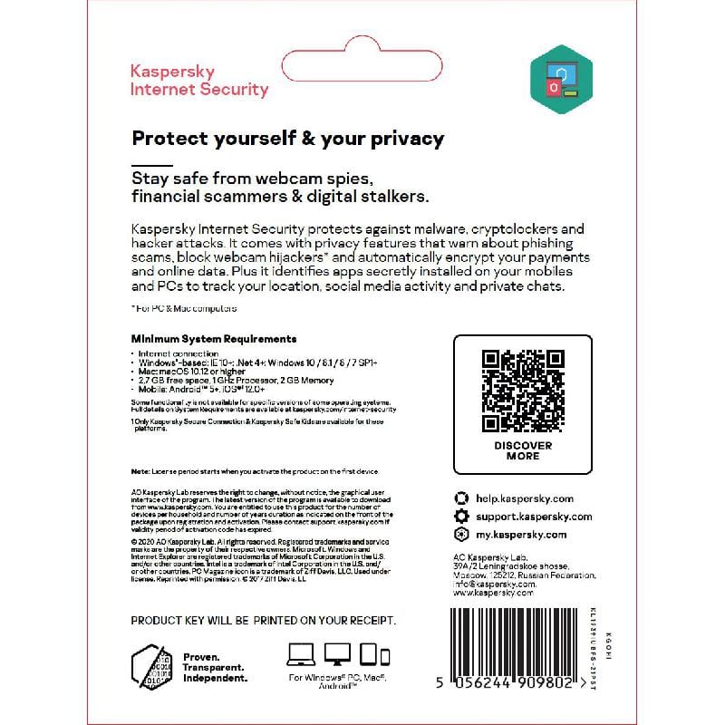 Kaspersky Internet Security 2 Device / 1Year License  