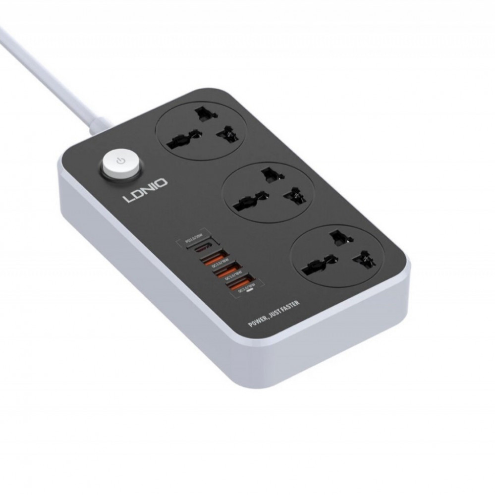 LDNIO Fire Resistant Power Extension 3 Socket With 6 USB Ports 3M  