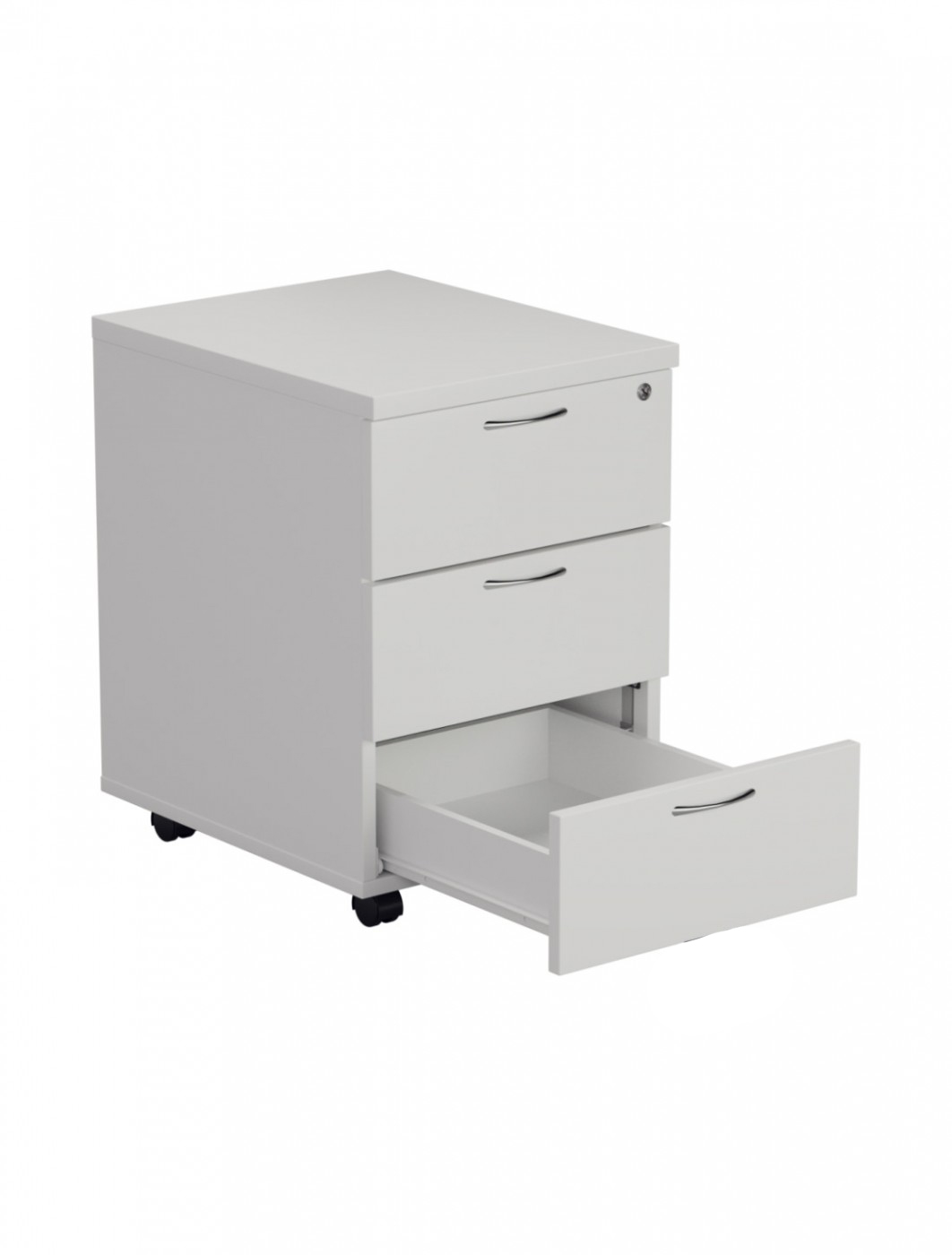 Drawer Unit Under Desk 3 Drawer With Central Lock White Color  