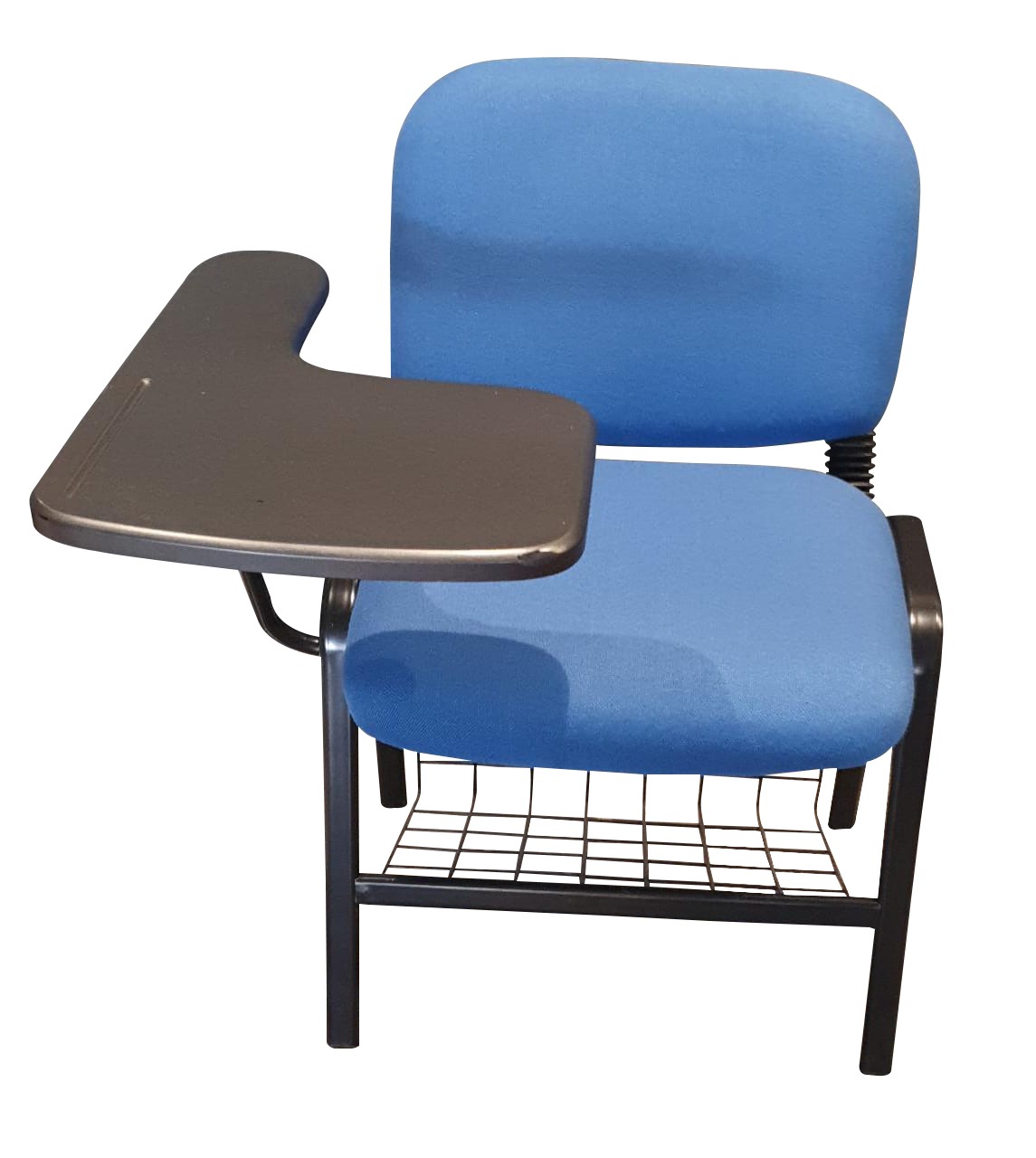 Class Chair Cloth Blue With Side Table and Metal Base 