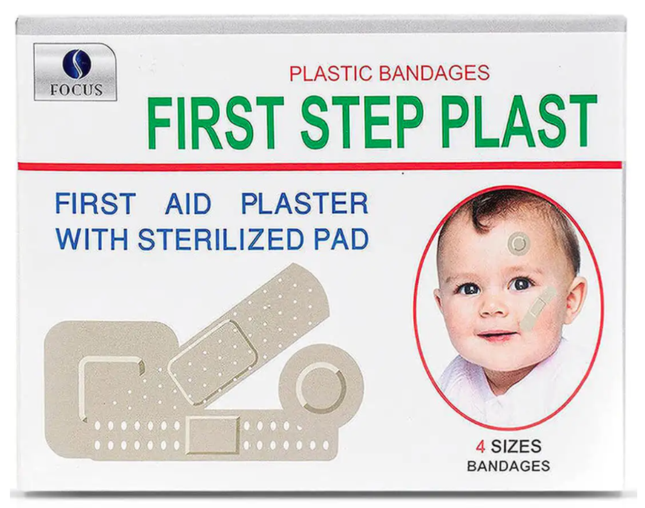 First Step Plast First Aid Plaster With Sterilized 4 Sizes 100pcs  