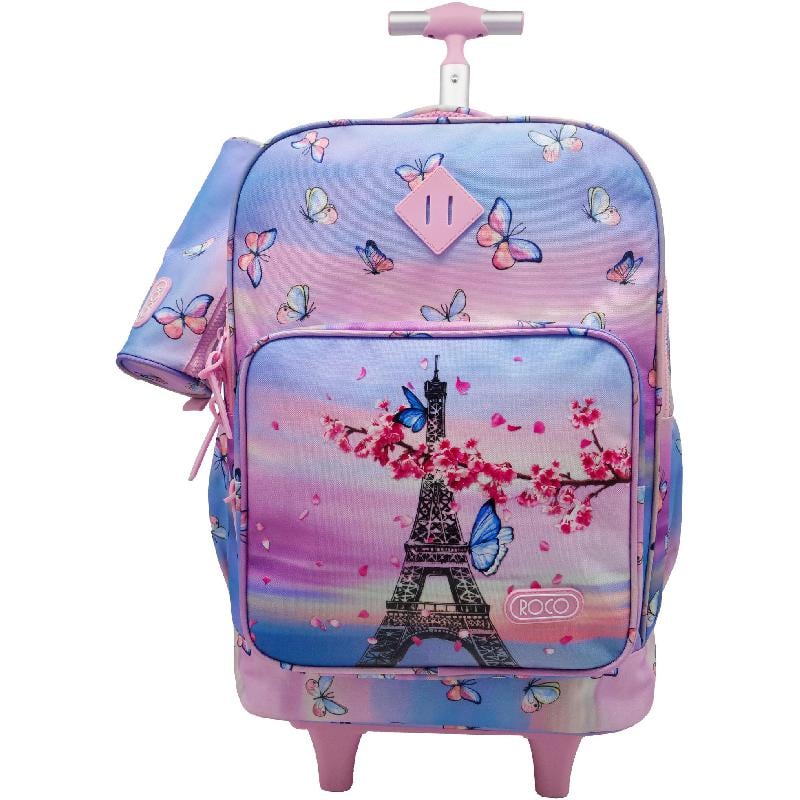 Roco Paris Trolley Bag With Accessory For Device 15.6 inch Color Pink & Blue  