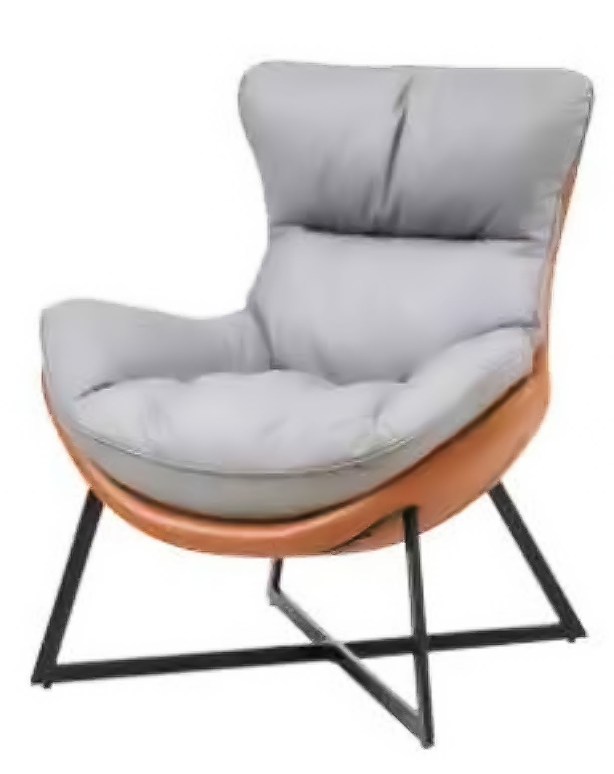 Relaxing Sofa 1 Seater Clothe Seat and Metal Base Orange Color