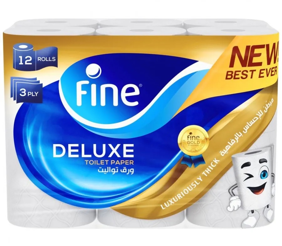 Fine Deluxe Toilet Tissue Roll 3ply PK 12 Roll