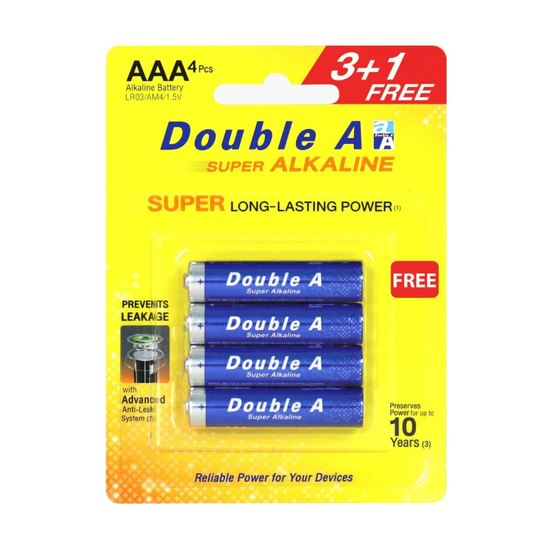 Double A Battery AAA Super Alkaline Card 3+1pcs